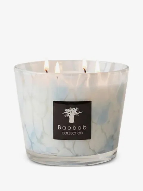 Baobab Collection vela aromática Sapphire Pearls de 10 cm con efecto moteado