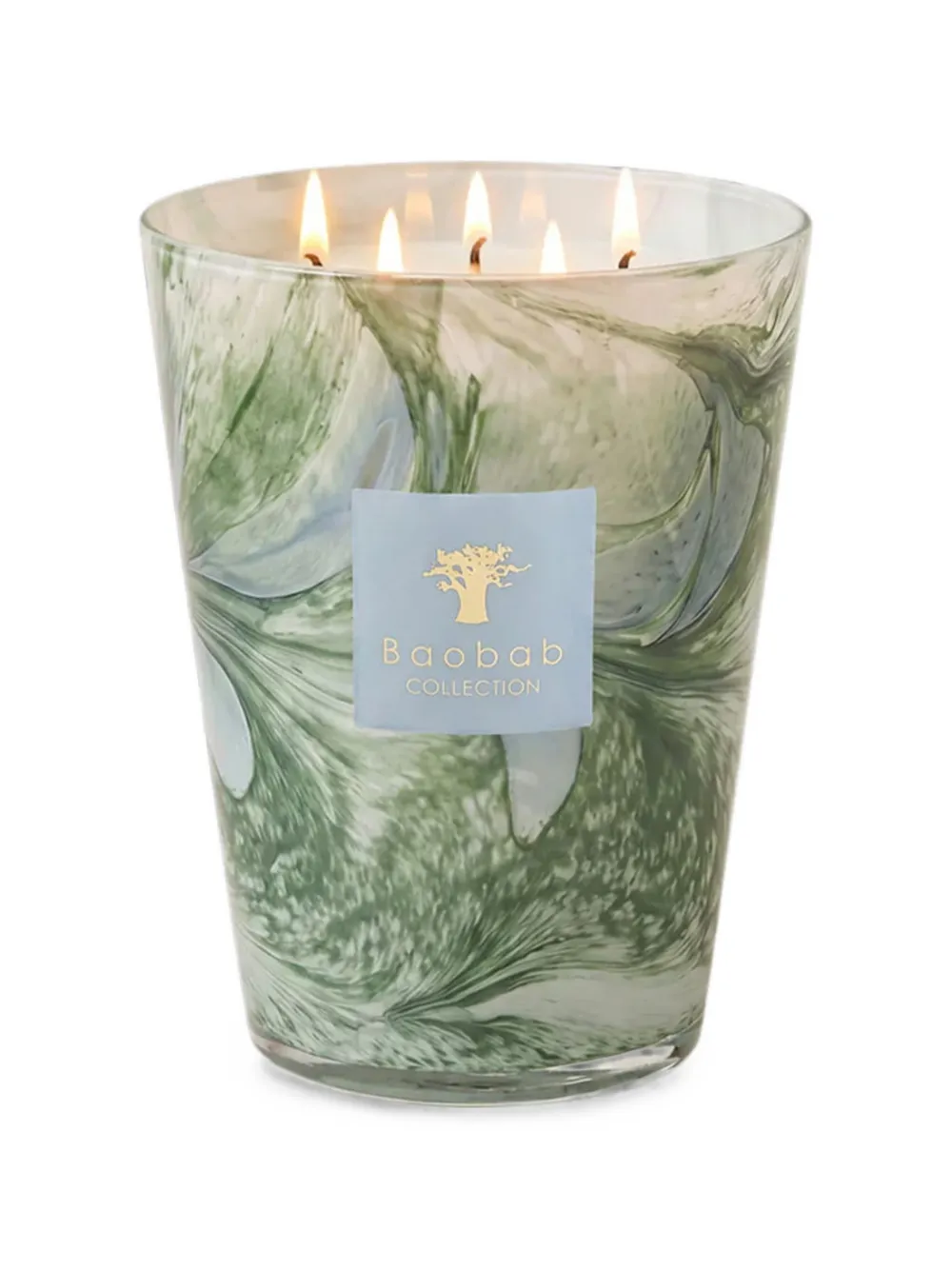 Baobab Collection Marius swirl-pattern candle (24cm) - Grün