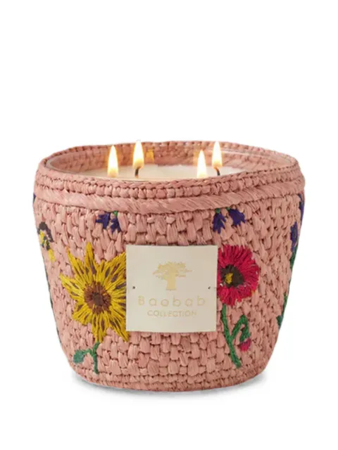 Baobab Collection Vony Kopelika floral-embroidered raffia candle (10cm)