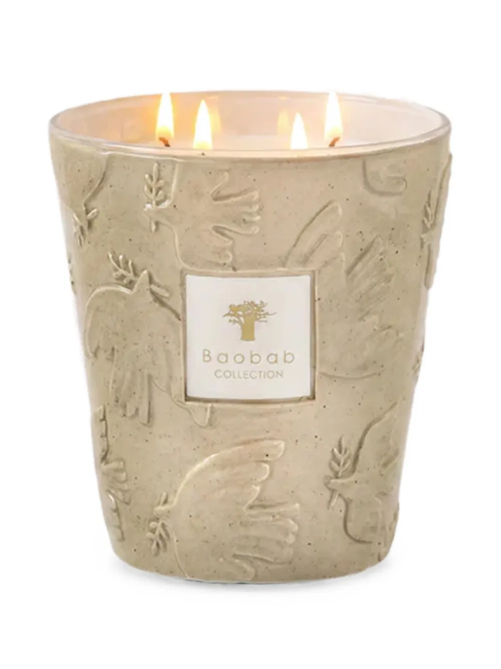 Baobab Collection Paloma embossed-dove candle (16cm) - Nude
