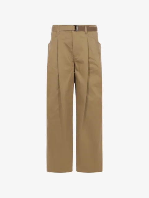 sacai belted pleated trousers