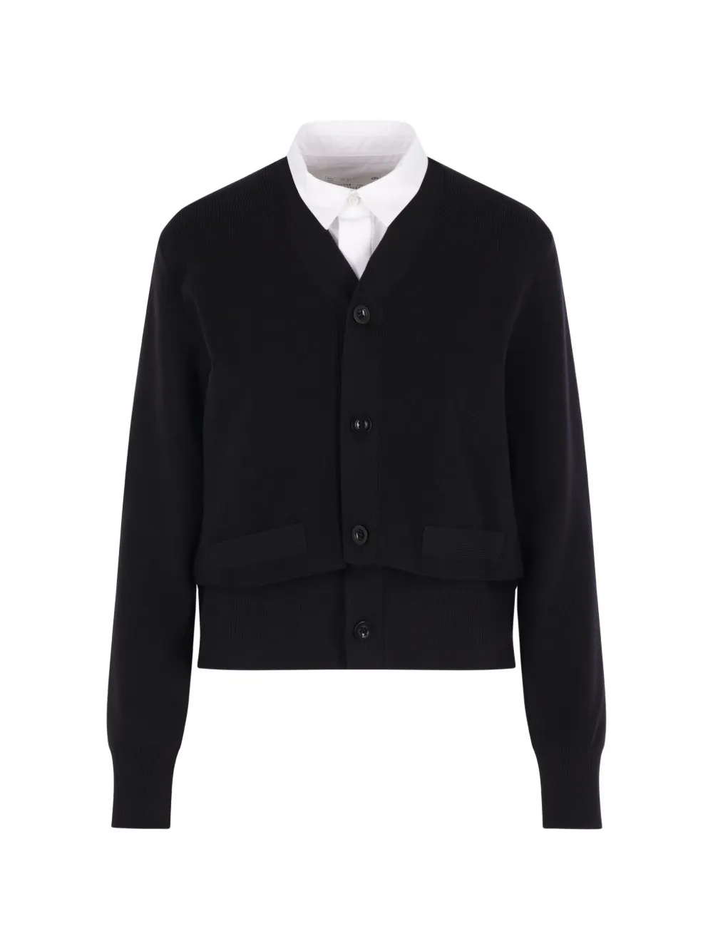 Sacai Layered V-neck Cardigan In Black
