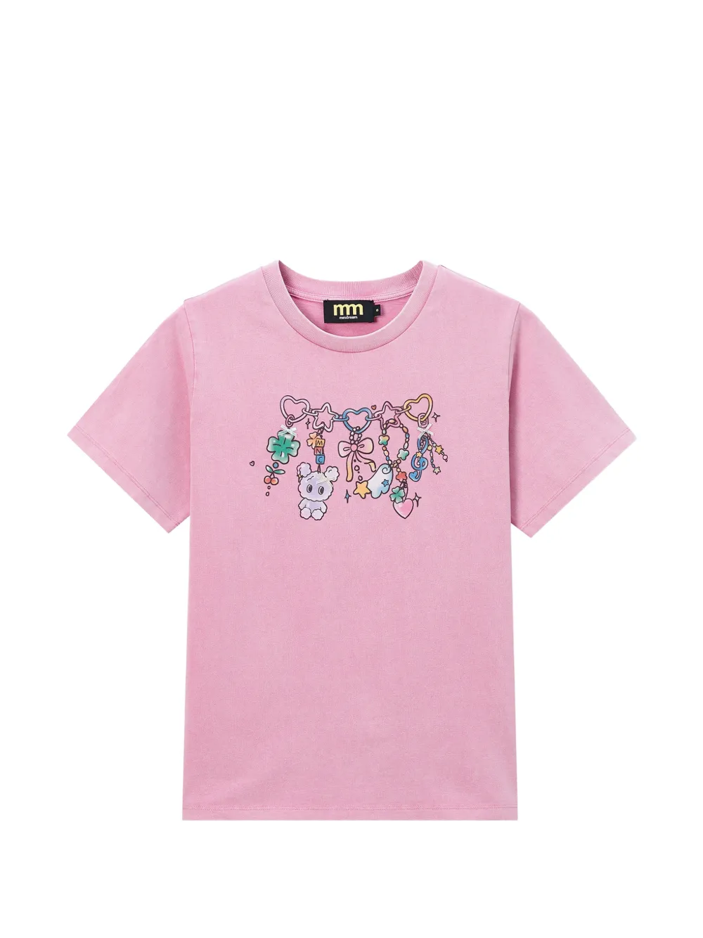 Mini Cream graphic-print bow-detail T-shirt