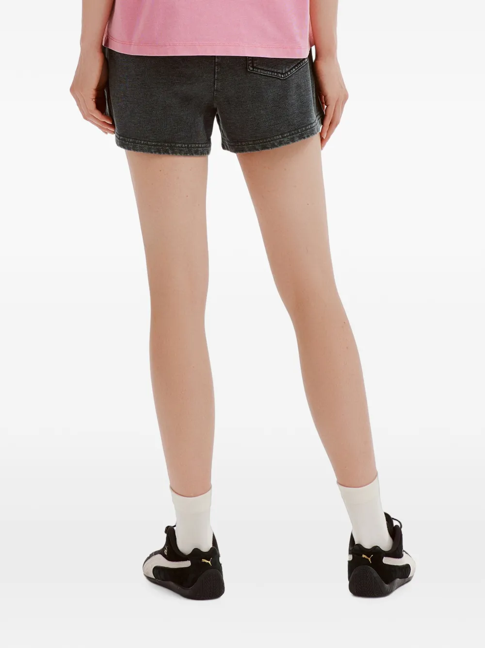 Mini Cream Shorts met trekkoord en vervaagd effect Grijs