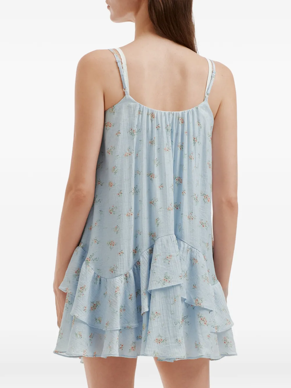 b+ab Mini-jurk met bloemenprint en ruches Blauw