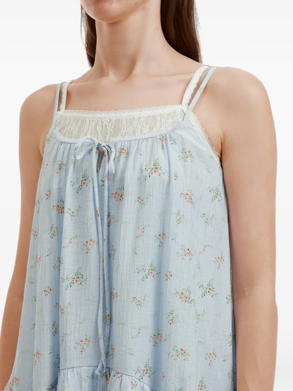 b+ab Mini-jurk met bloemenprint en ruches Blauw