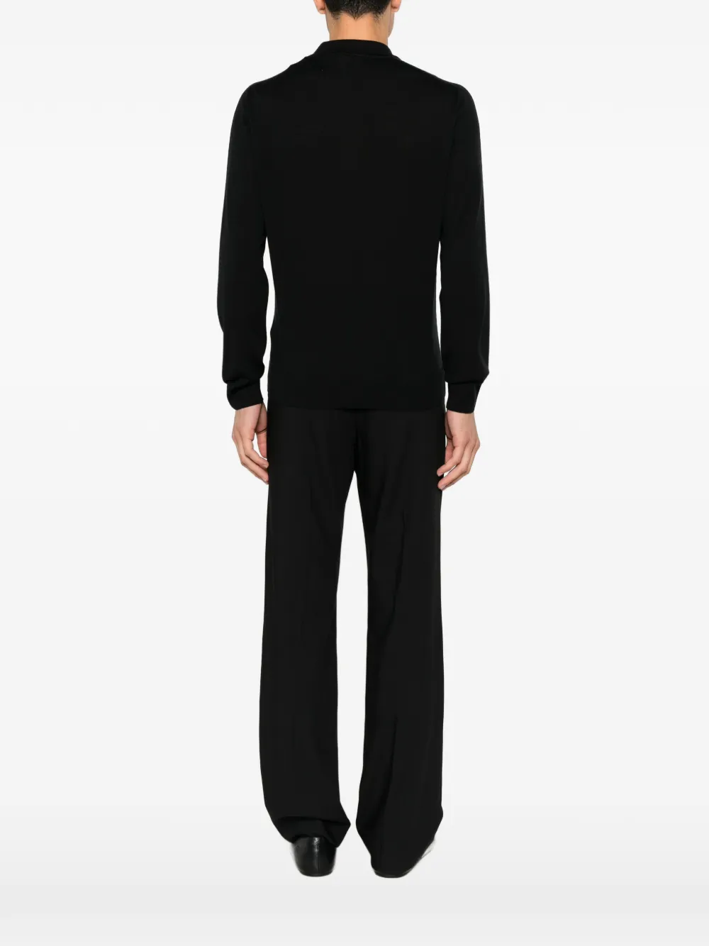 Canali Poloshirt met lange mouwen Zwart