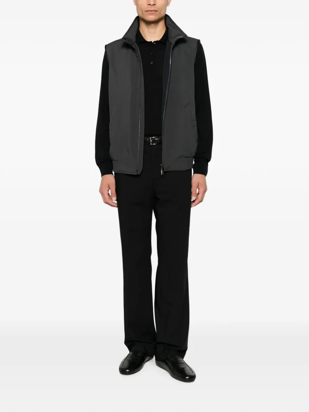 Canali Poloshirt met lange mouwen Zwart