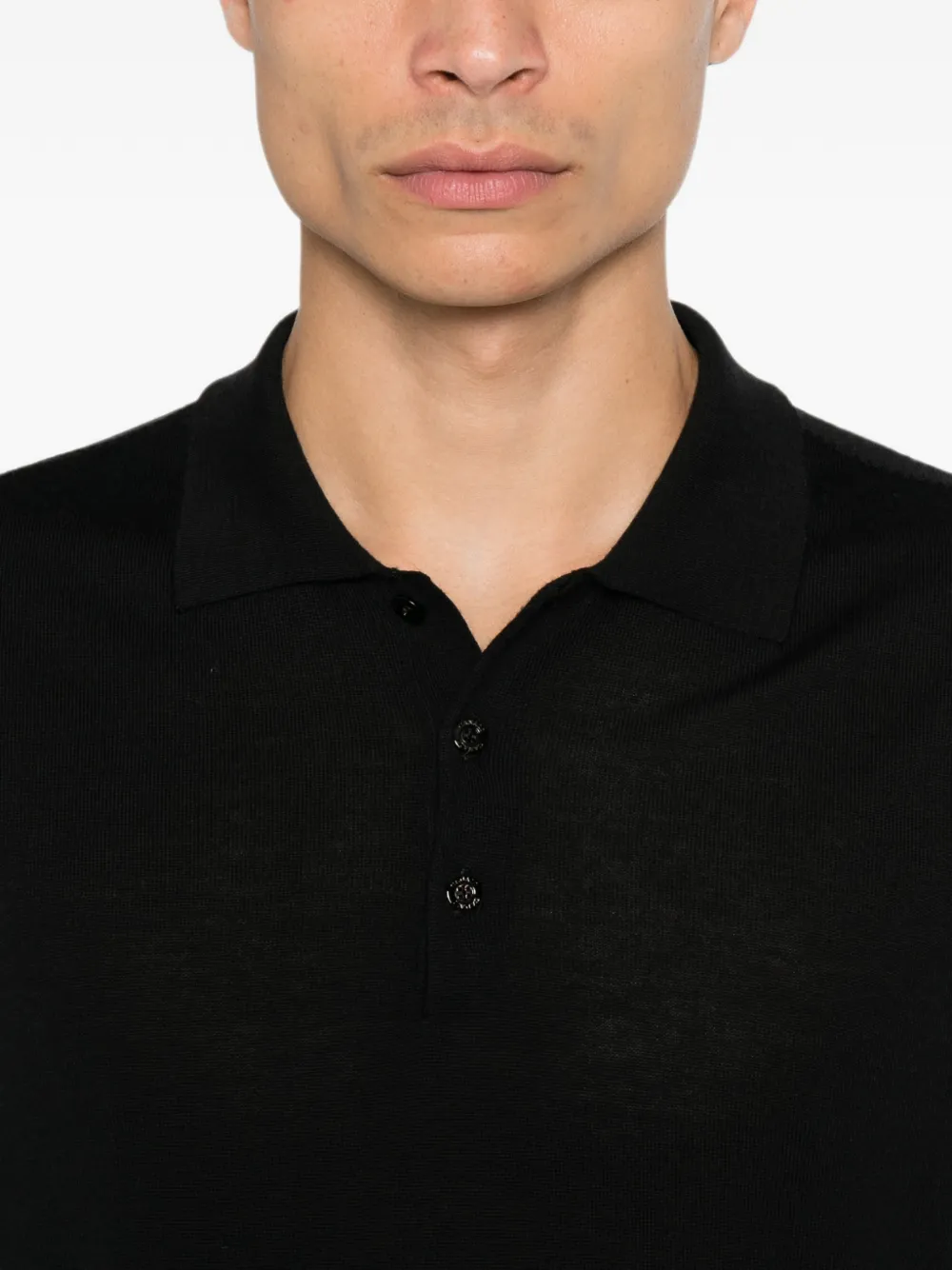Canali Poloshirt met lange mouwen Zwart