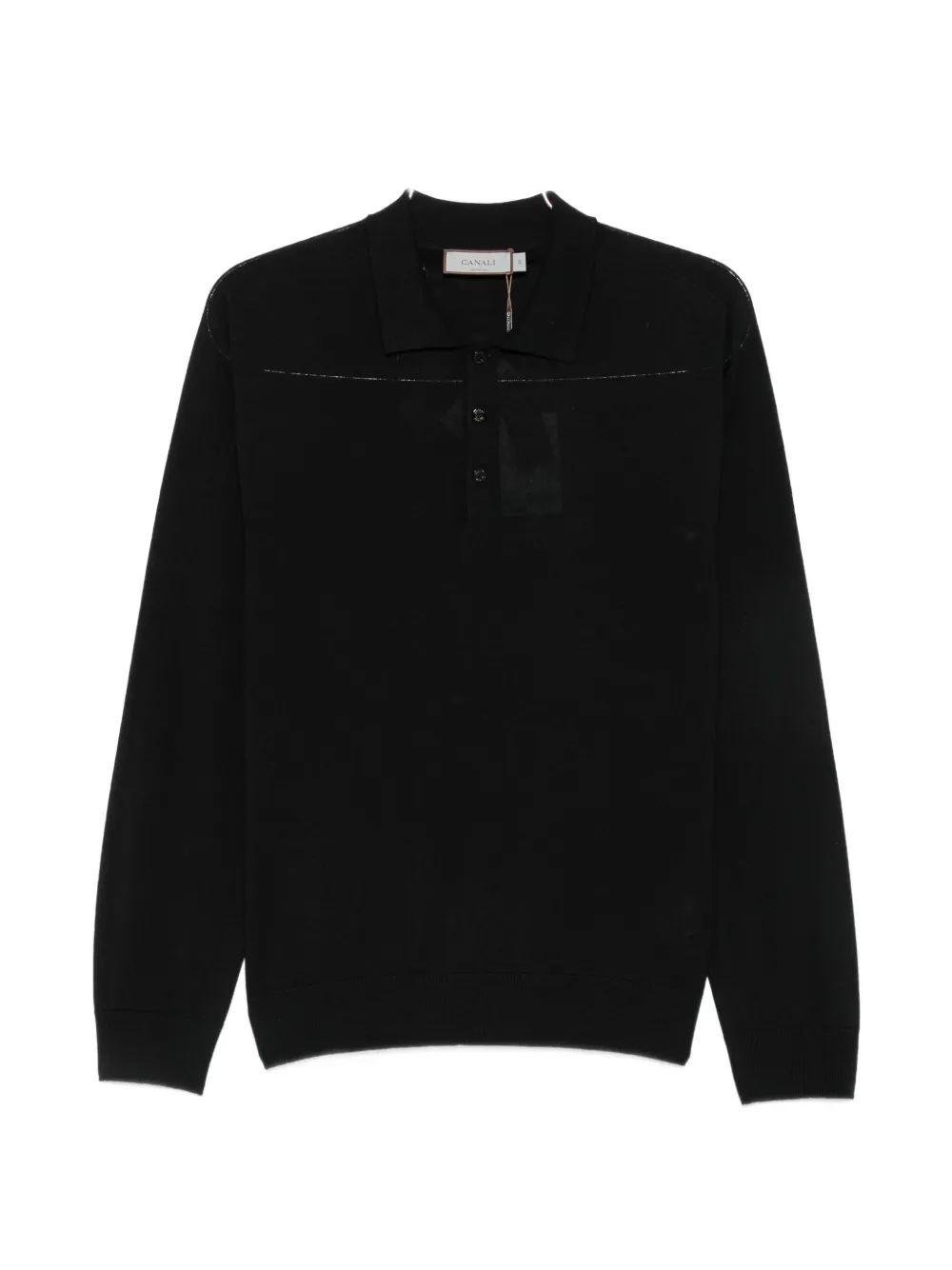Canali long-sleeve polo shirt - Schwarz