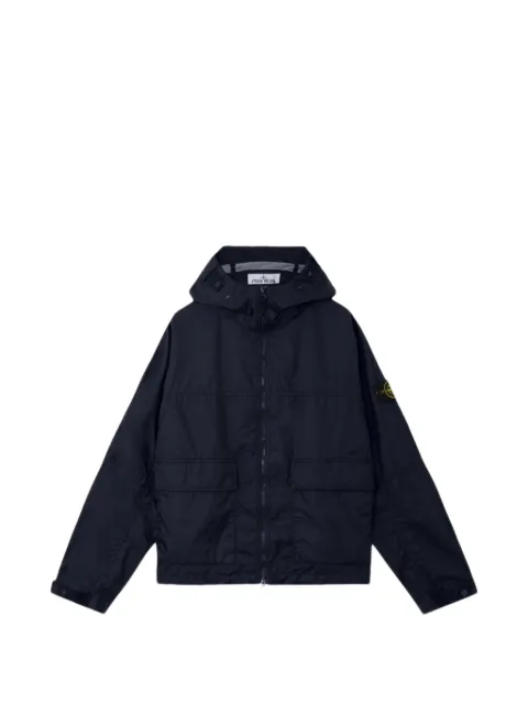 Stone Island hooded logo-patch jacket