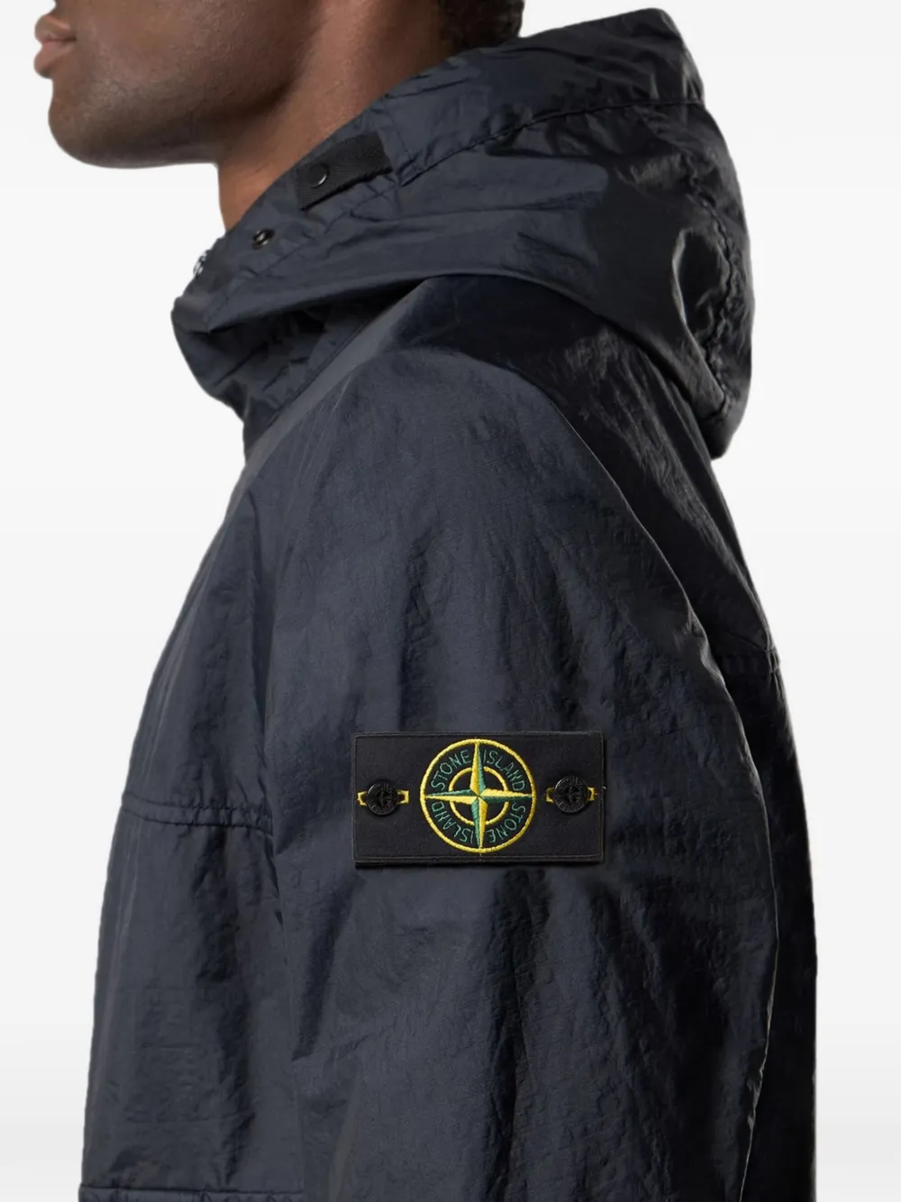 Stone Island Jack met capuchon en logopatch Blauw