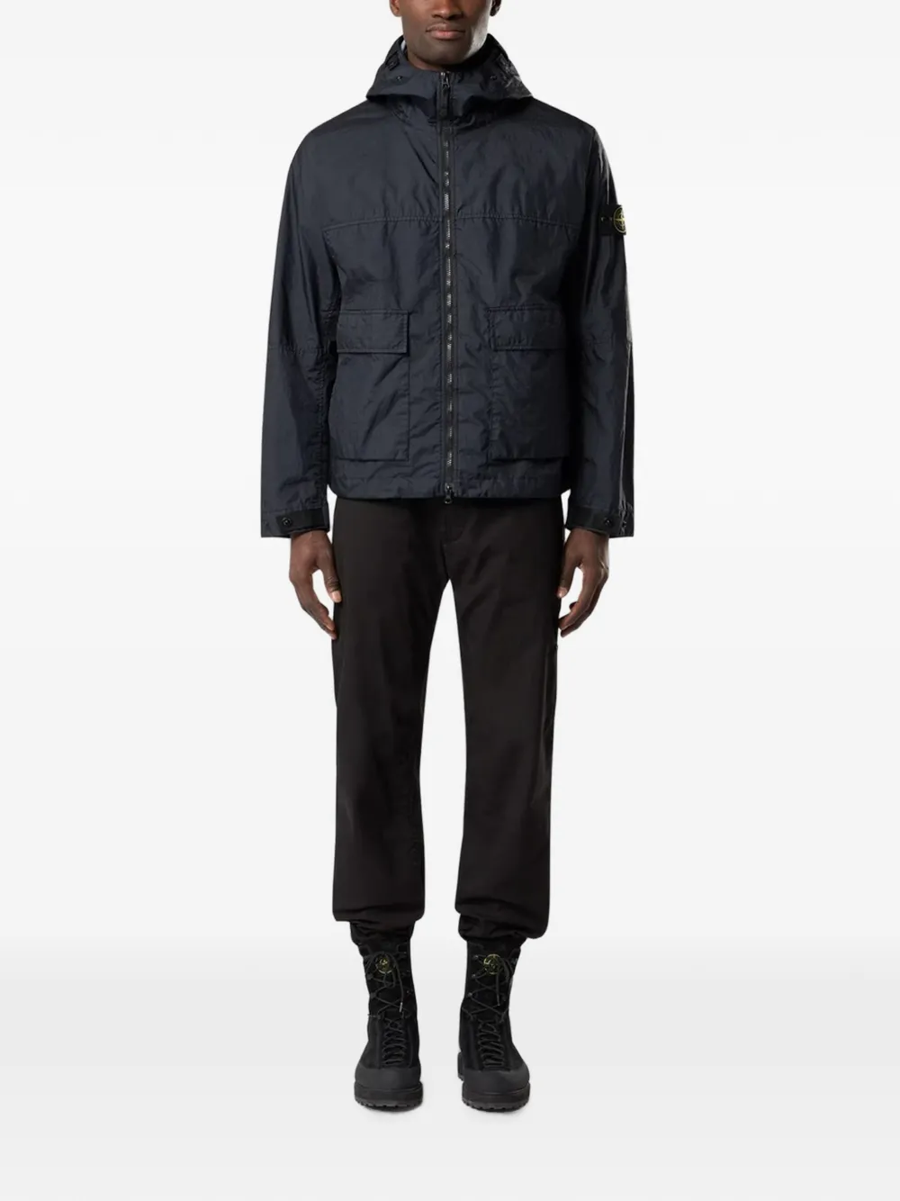 Stone Island Jack met capuchon en logopatch Blauw