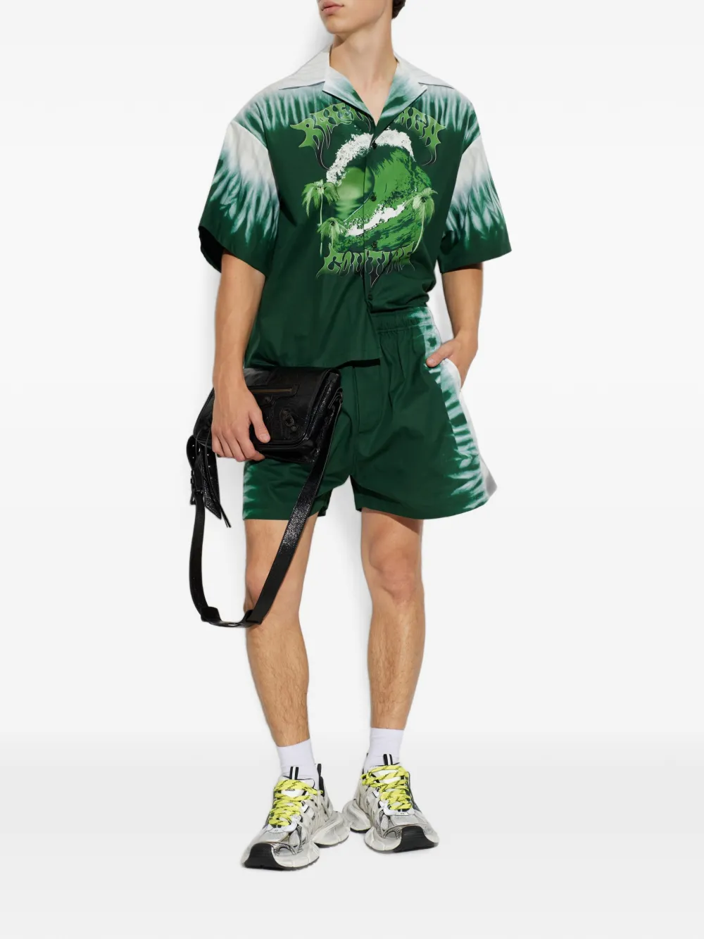 Balenciaga Ruimvallende shorts met tie-dye print Groen