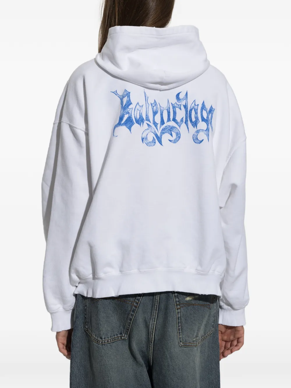 Balenciaga Hoodie met logoprint en rits Wit
