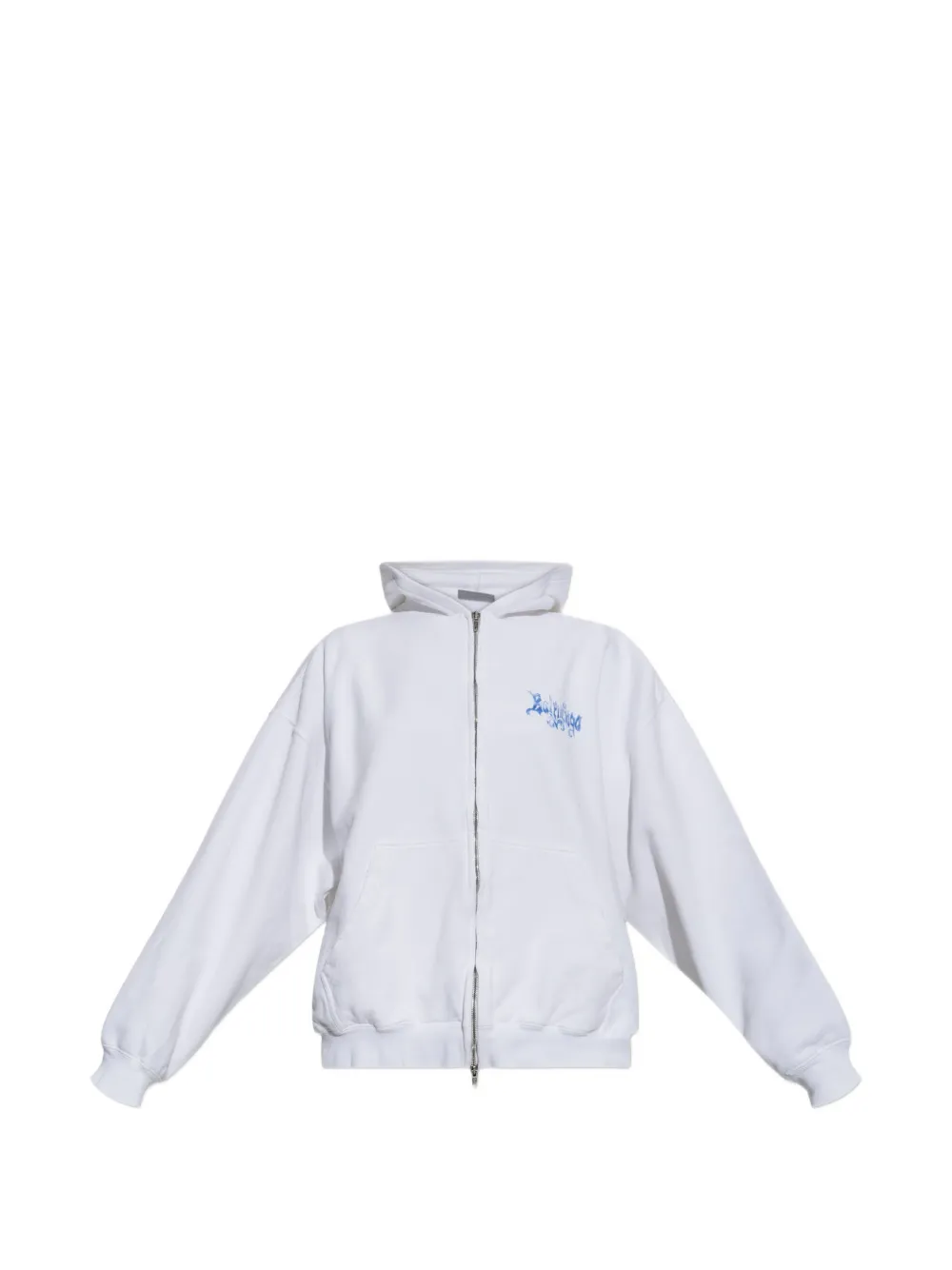 Balenciaga logo-print zip-up hoodie - White