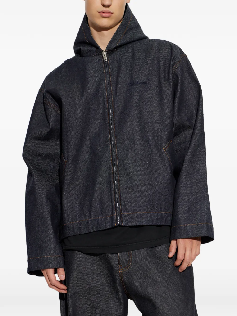 Balenciaga Denim jack met capuchon Blauw