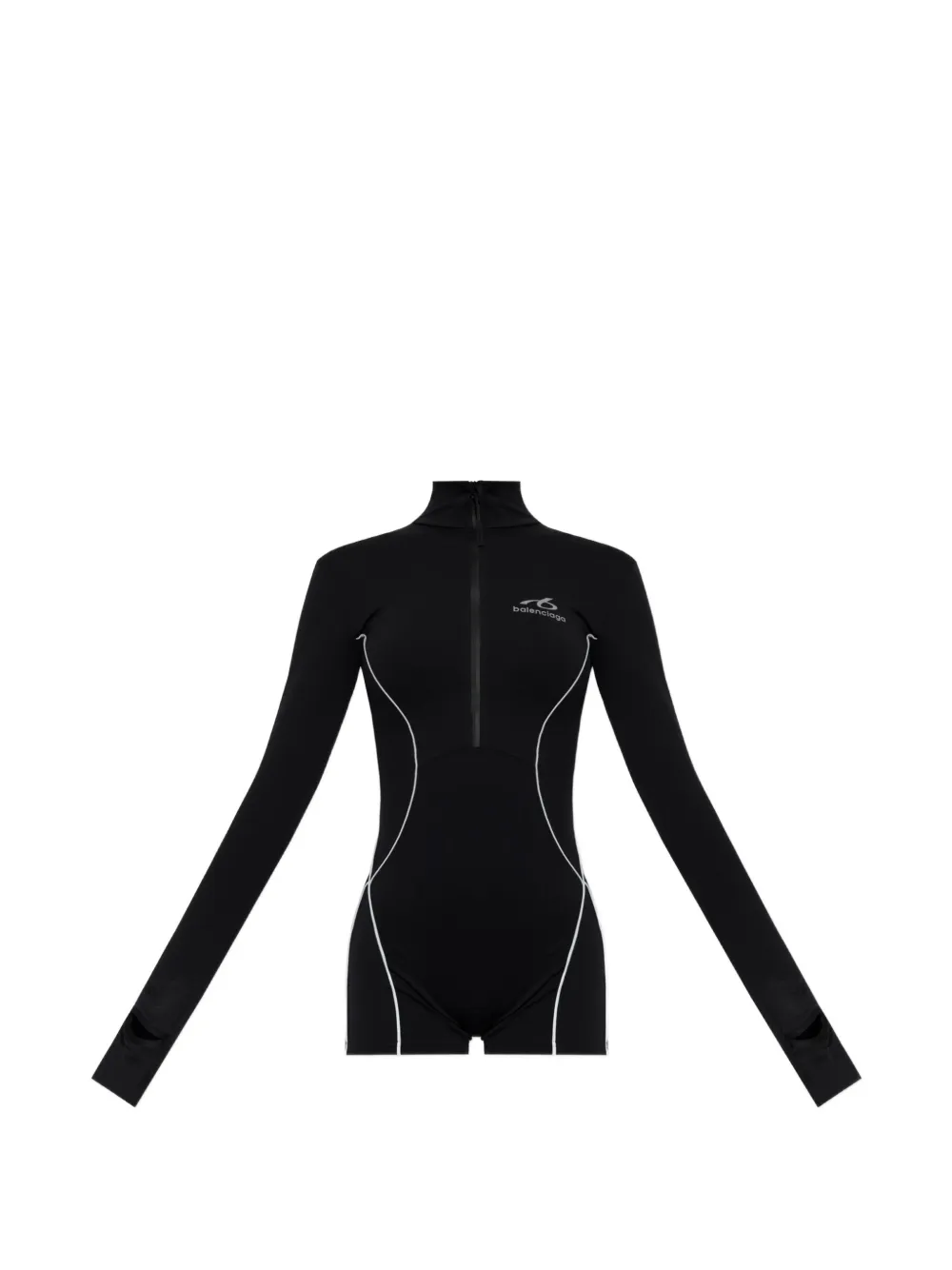 Balenciaga logo-print panelled playsuit - Nero