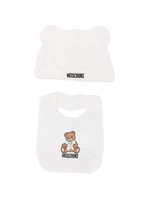 Moschino Kids Teddy Bear beanie hat and bib set