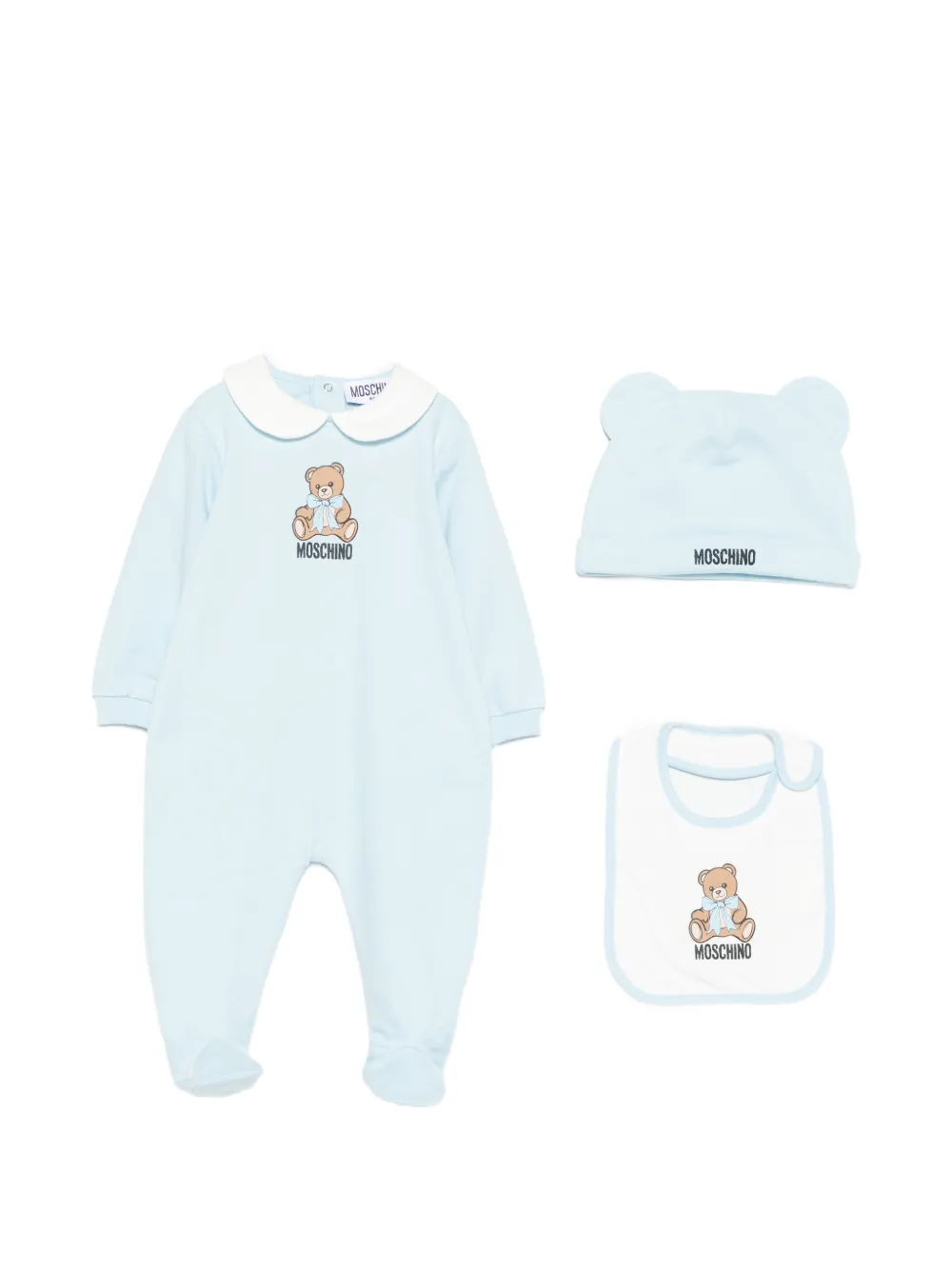 Moschino Kids logo-print babygrow set - Blu