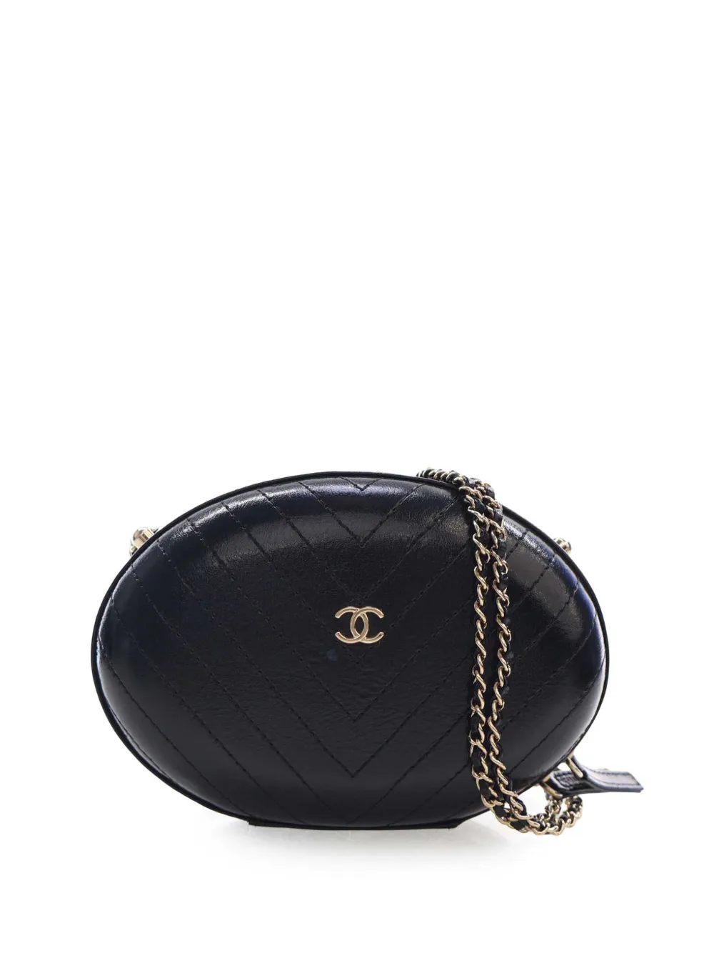 CHANEL Pre-Owned 2018-2019 Chevron Stitched Calfskin La Pausa Evening Bag crossbody bag - Black