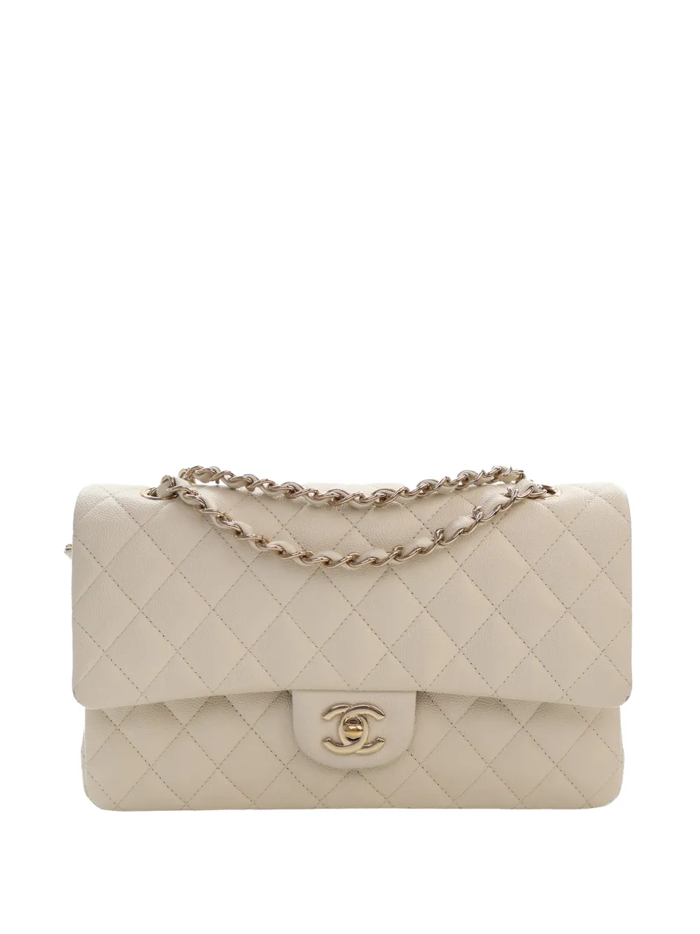 CHANEL Pre-Owned 2021-2026 Medium Classic Caviar Double Flap shoulder bag - Bianco