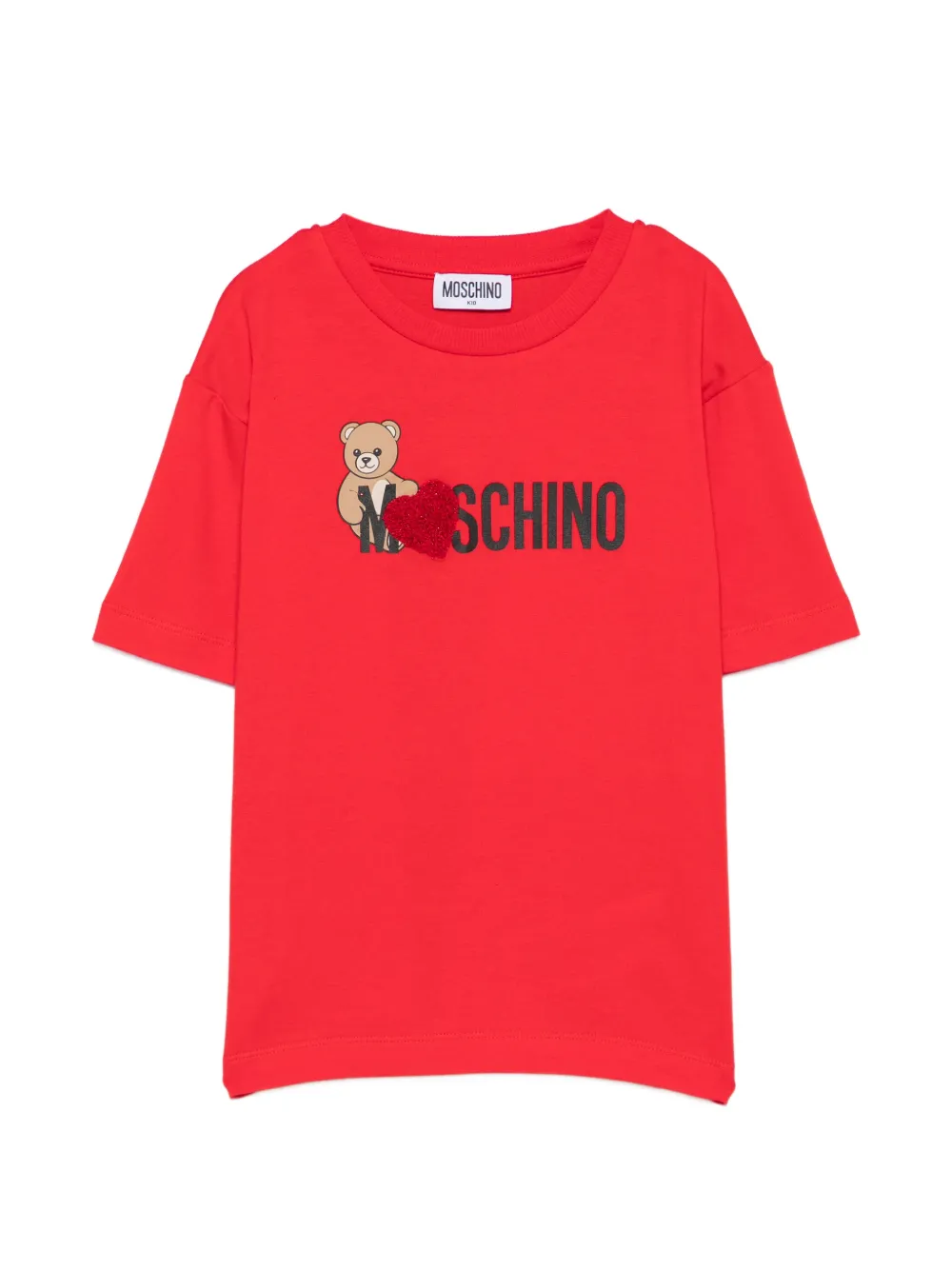 Moschino Kids heart-patch T-shirt - Rosso