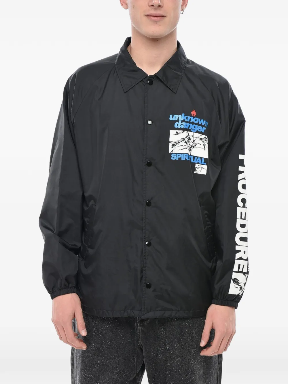 SAINT MXXXXXX graphic-print logo-print jacket - Schwarz