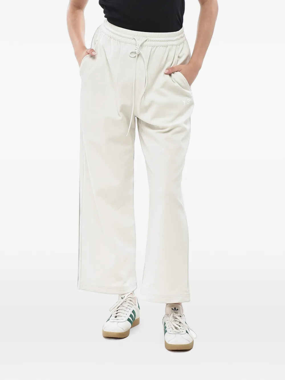 Yohji Yamamoto logo-print drawstring track pants - Nude