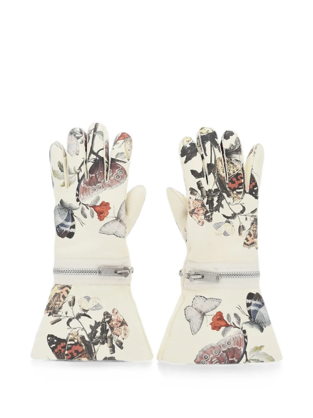 Undercover Modular-printed Leather Gloves In White