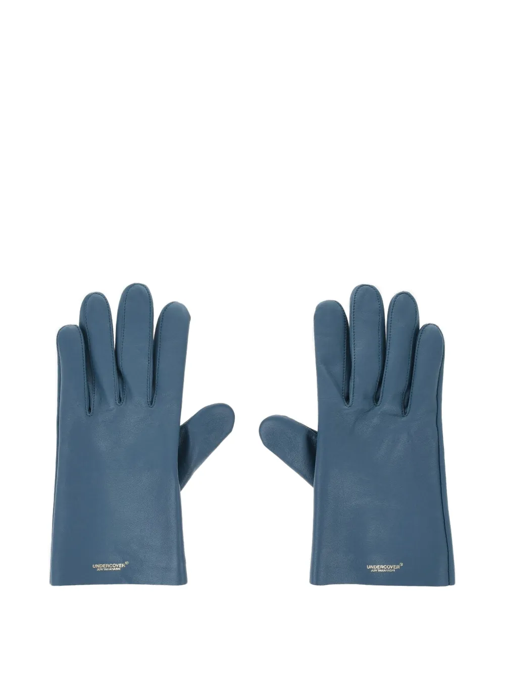 Undercover logo-print leather gloves - Blau