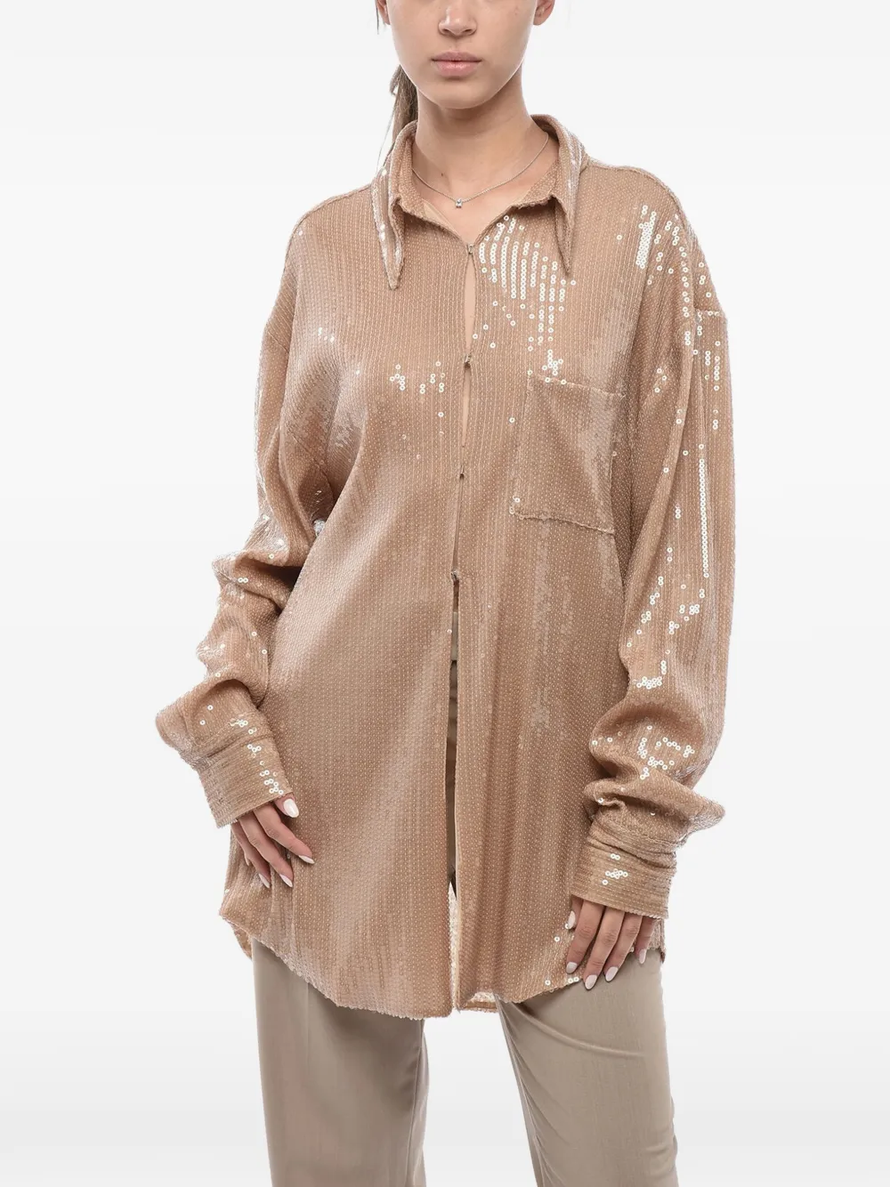 Giuseppe Di Morabito sequin-embellished shirt - Nude