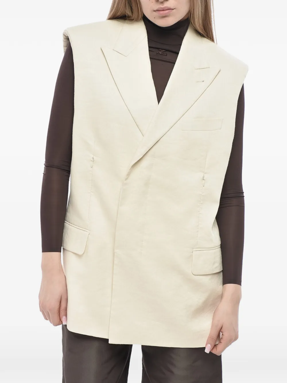 Helmut Lang double-breasted padded-shoulder vest - Nude