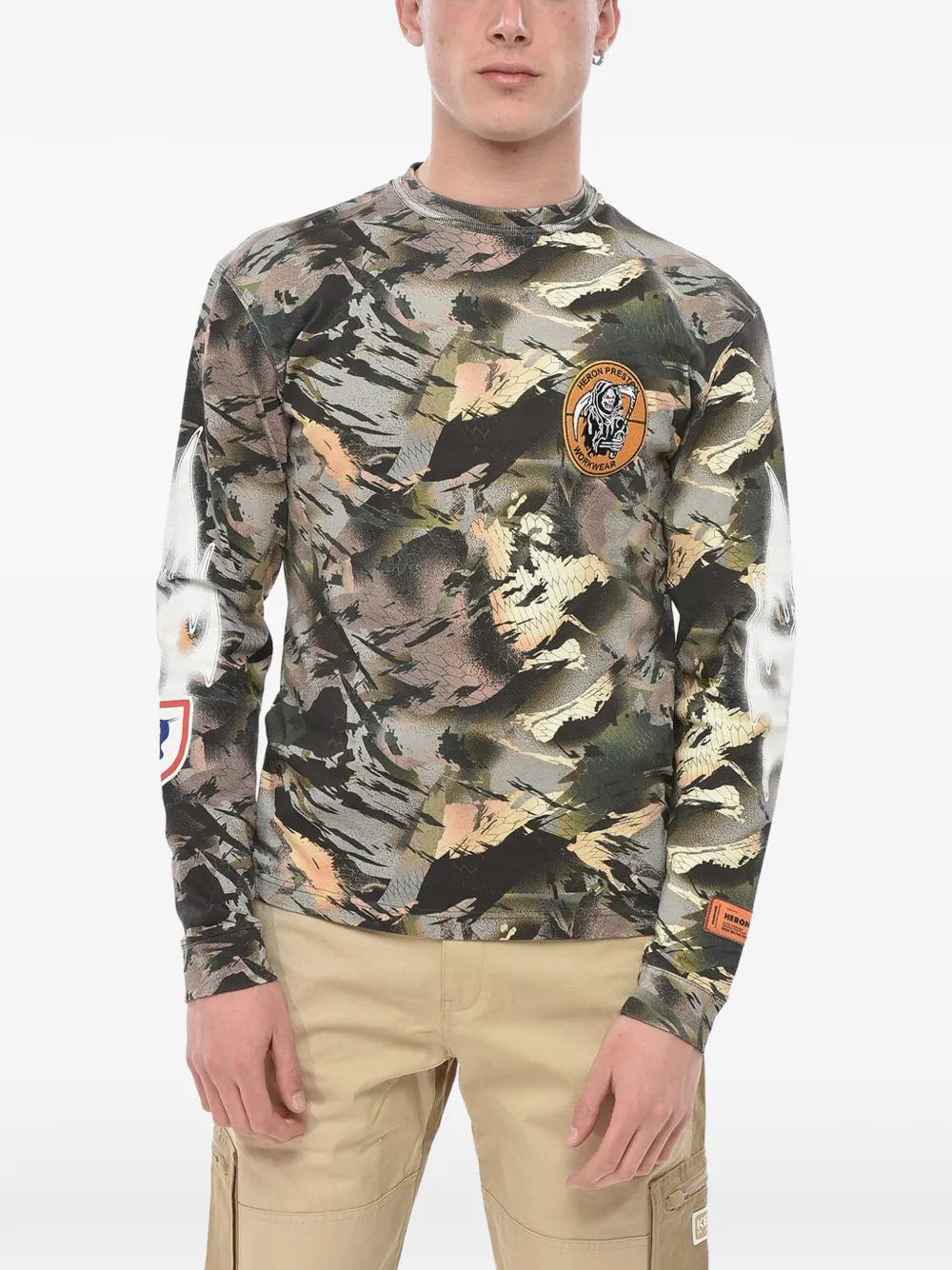 Heron Preston camouflage-print long-sleeve sweater - Grau
