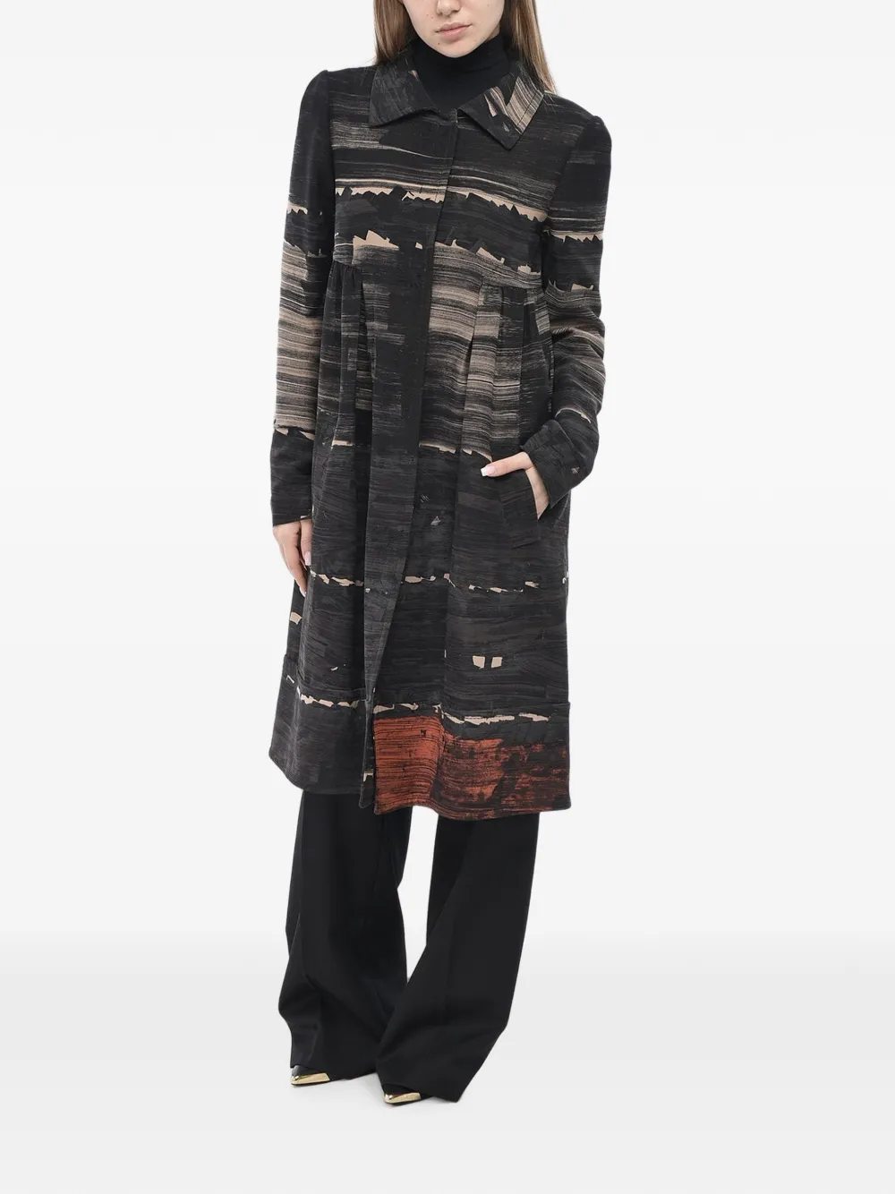 Giambattista Valli printed single-breasted coat - Schwarz