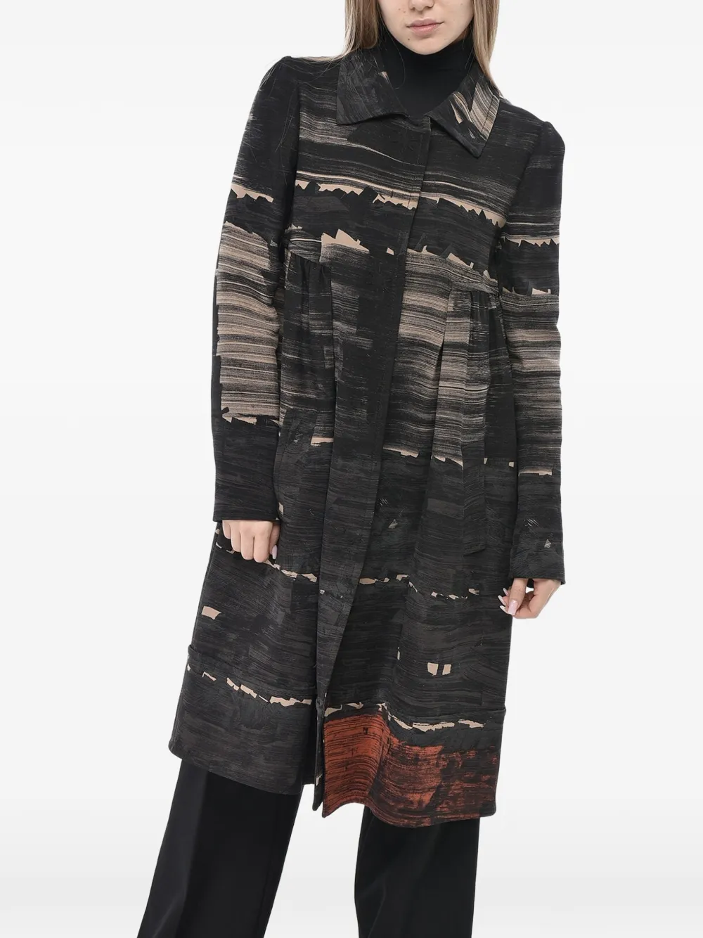 Giambattista Valli printed single-breasted coat Zwart