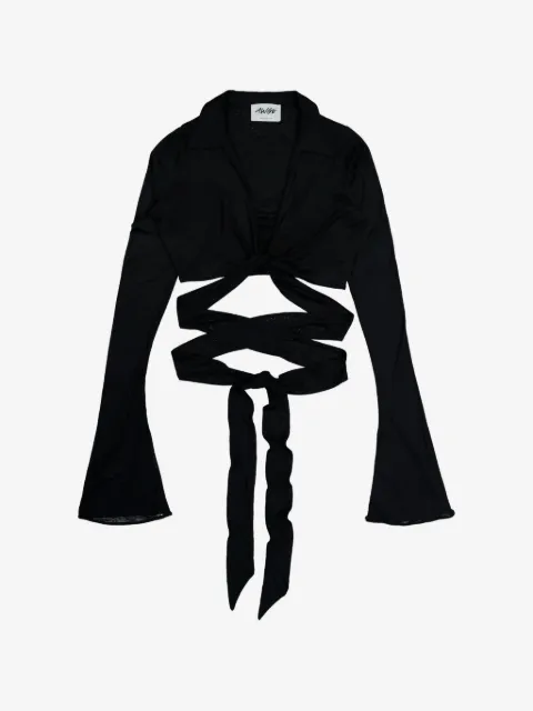AWGE cropped wrap-tie shirt