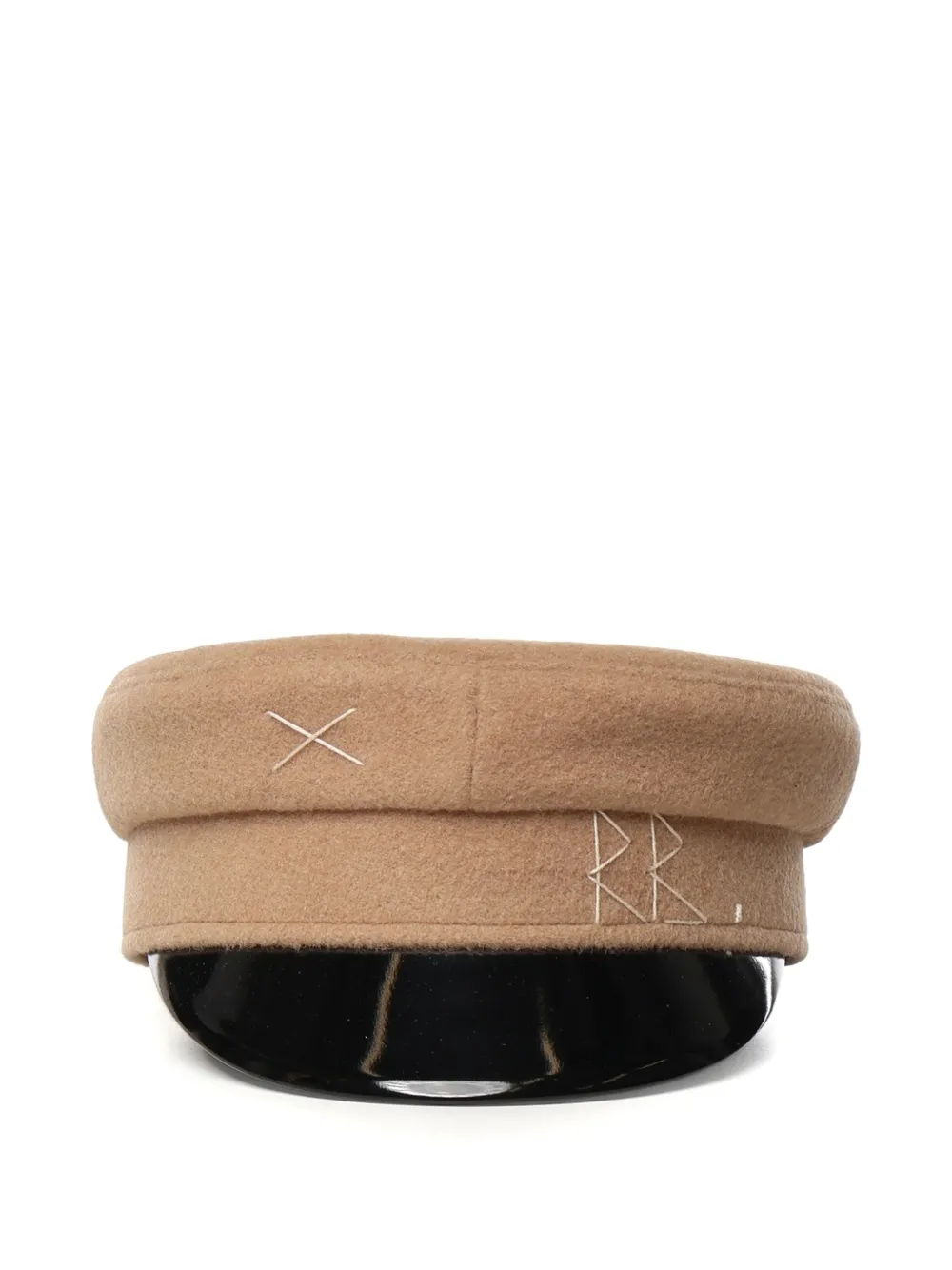 Ruslan Baginskiy logo-embroidered patent-peak baker boy hat - Nude
