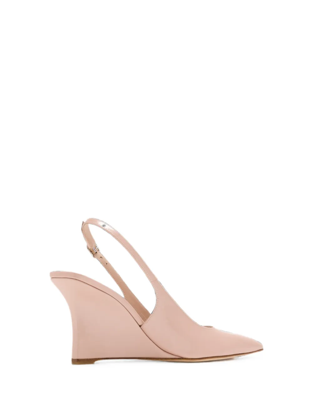 Stuart Weitzman patent-leather slingback sandals Beige