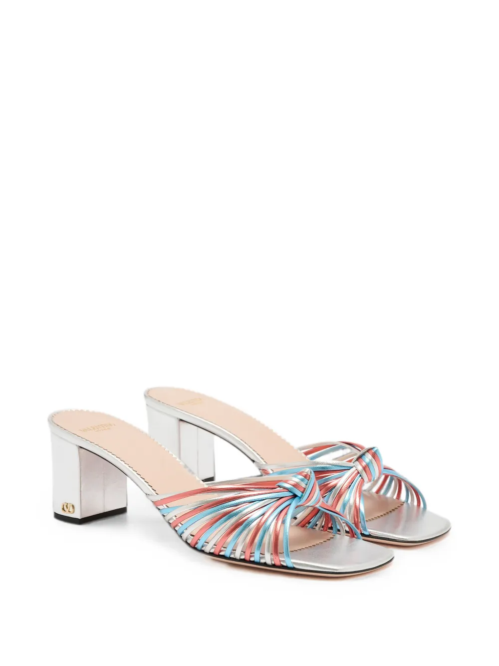 Valentino Garavani VLogo Signature knotted mules Zilver