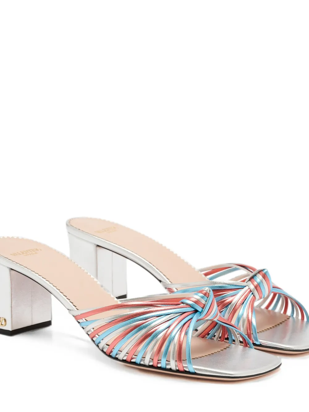 Valentino Garavani VLogo Signature knotted mules Zilver