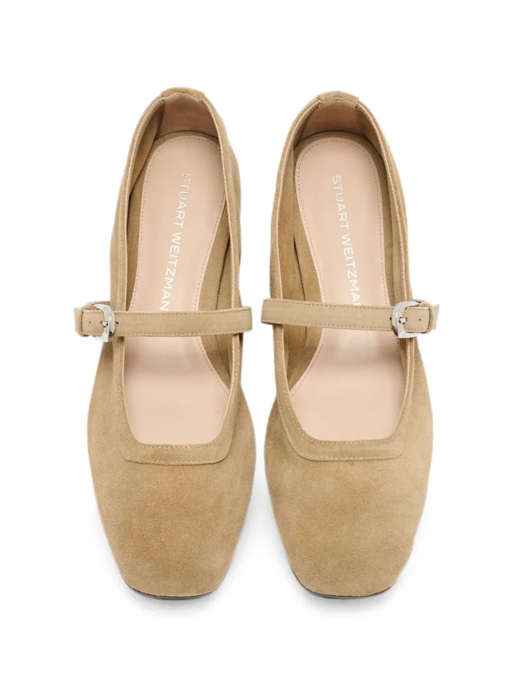 Stuart Weitzman buckle-fastening square-toe ballet flats Beige
