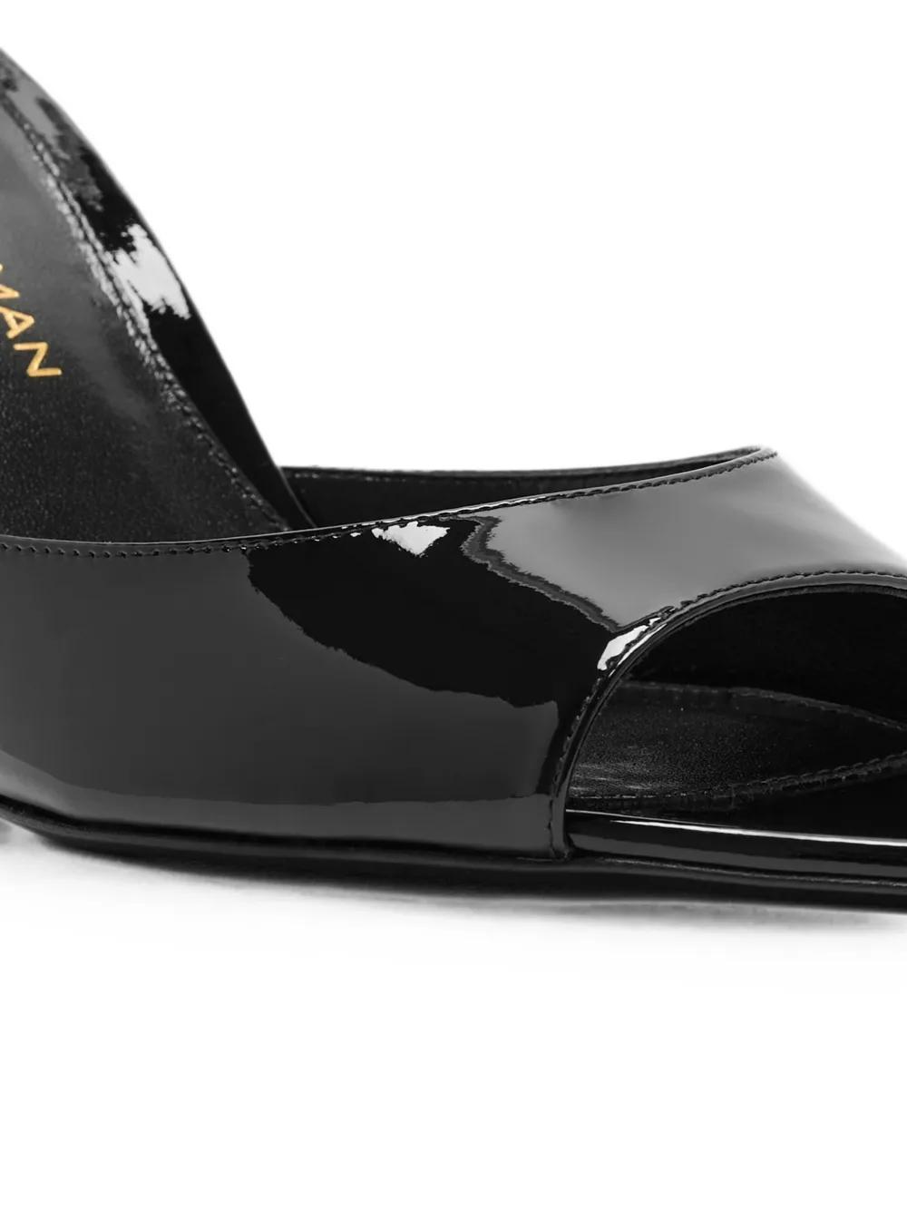 Stuart Weitzman patent-finish slip-on sandals Zwart