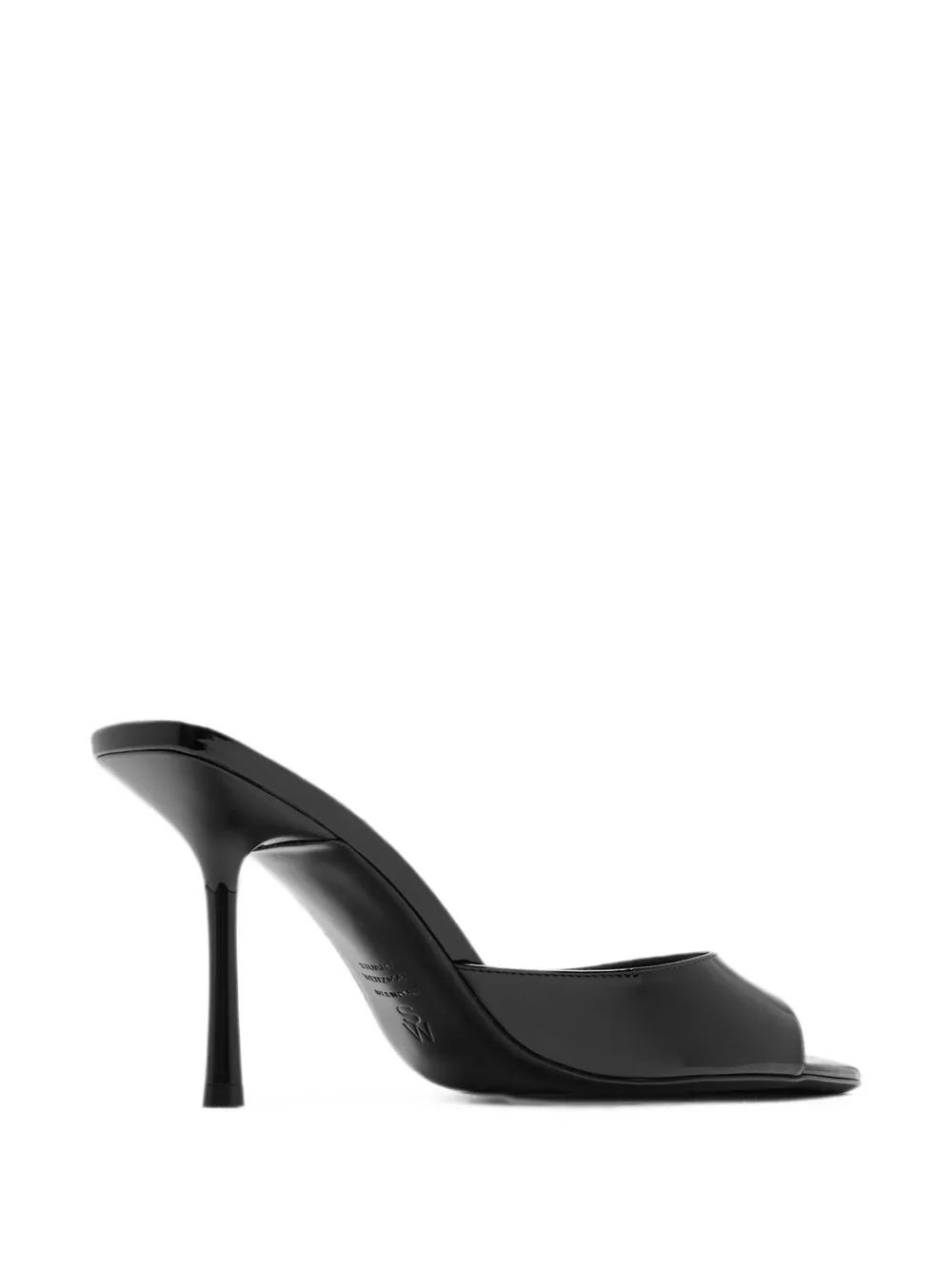 Stuart Weitzman patent-finish slip-on sandals Zwart
