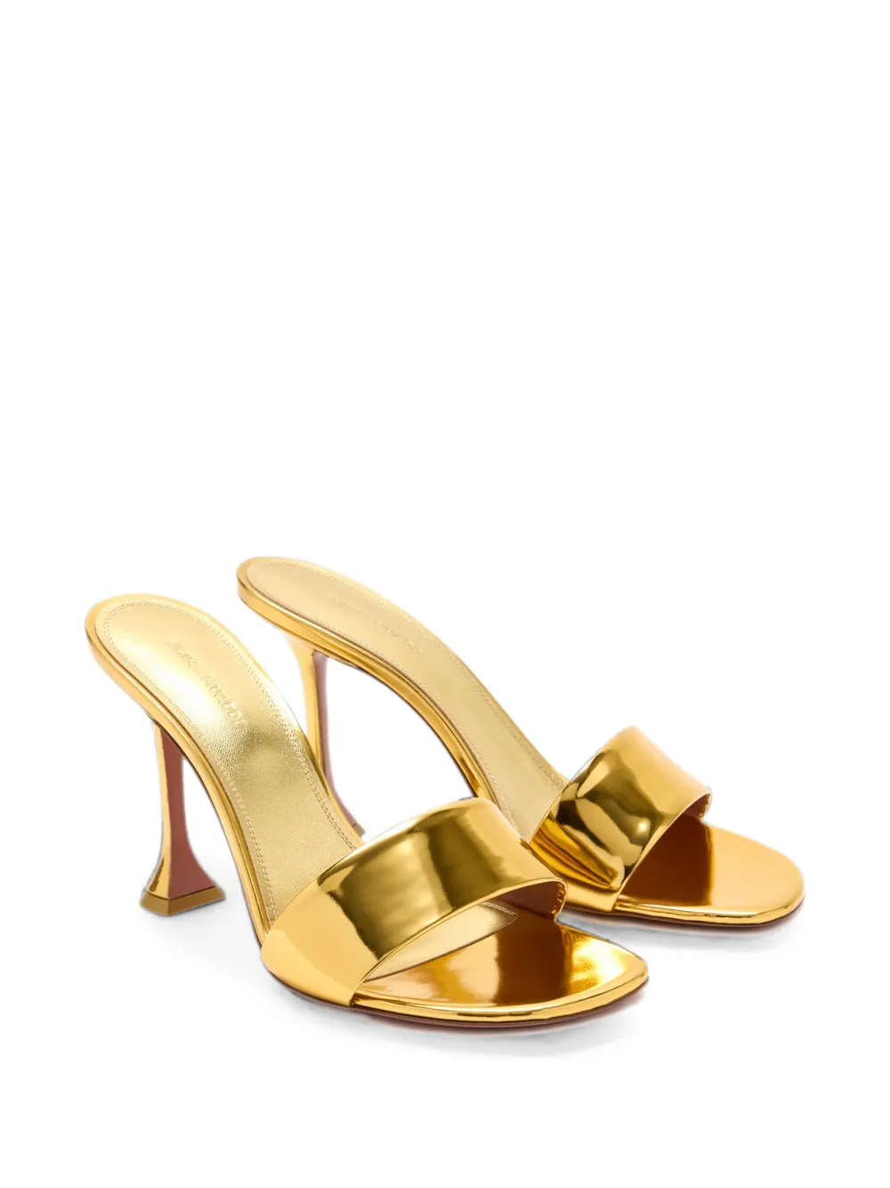 Amina Muaddi Lupita metallic sandals Goud
