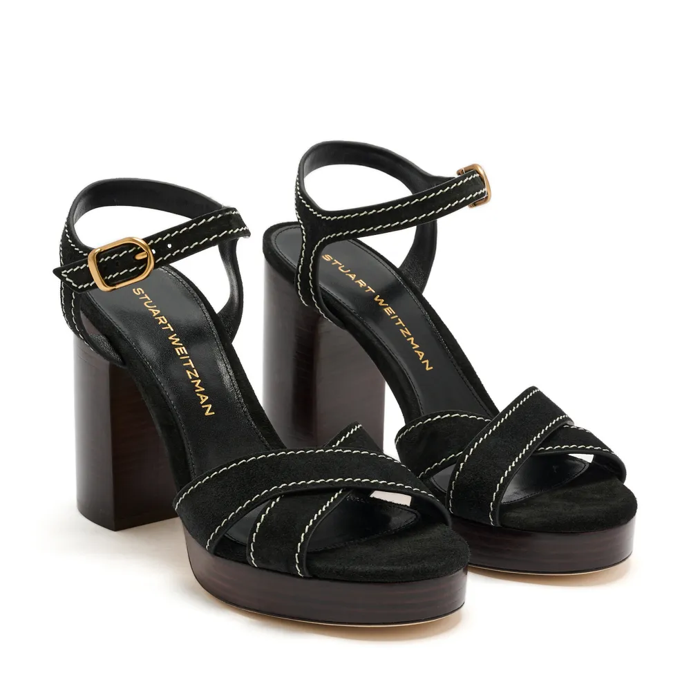Stuart Weitzman Dayna contrast-stitch platform sandals Zwart