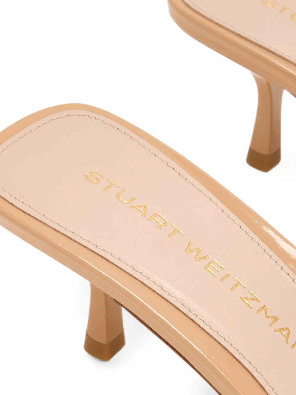 Stuart Weitzman Lexington patent-finish sandals Beige