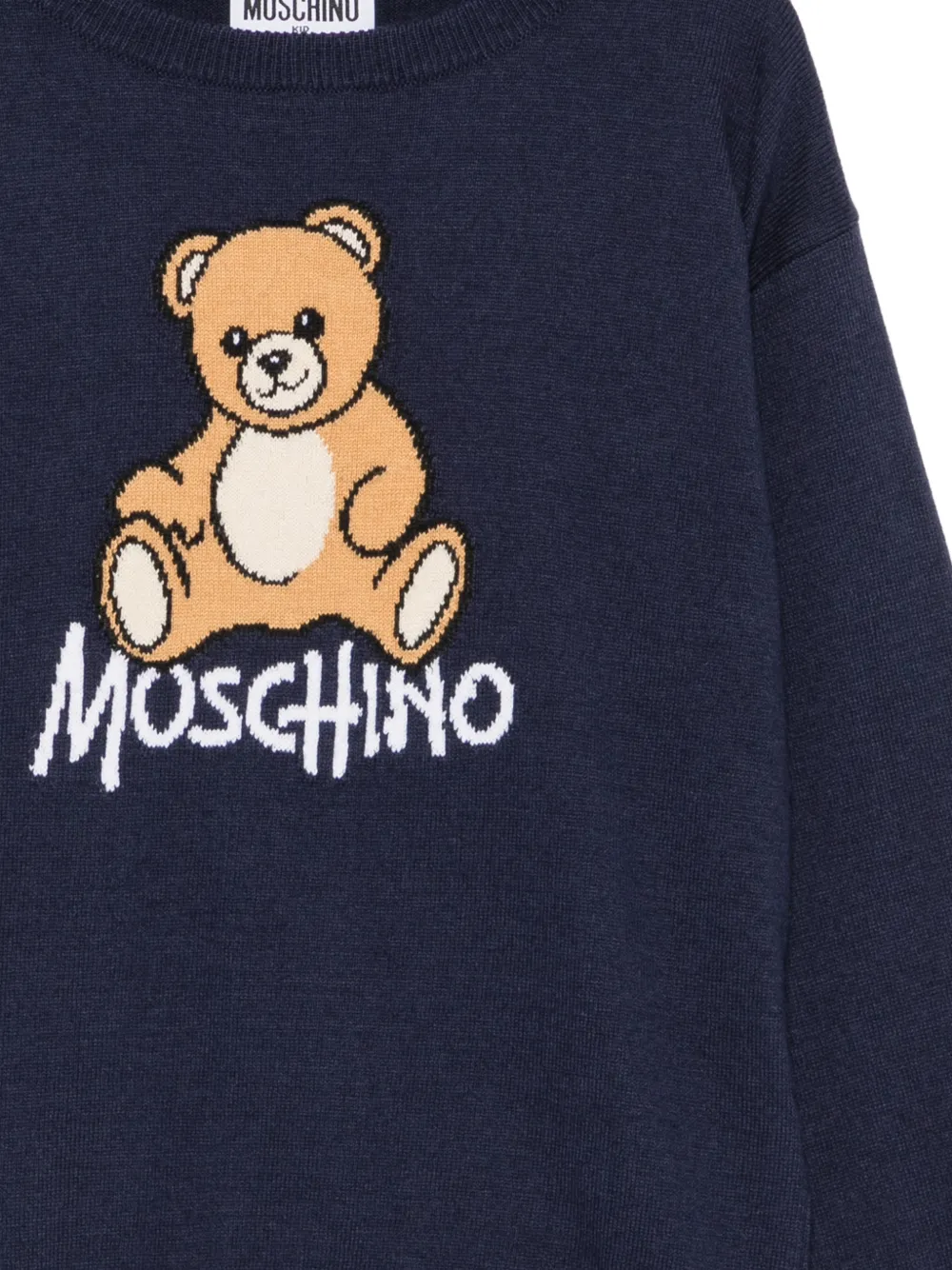 Moschino Kids Trui met intarsia logo Blauw