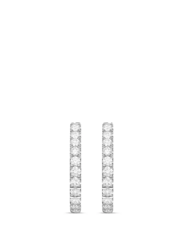 Melissa Kaye Medium Clara Diamond Hoop Earrings in Silver