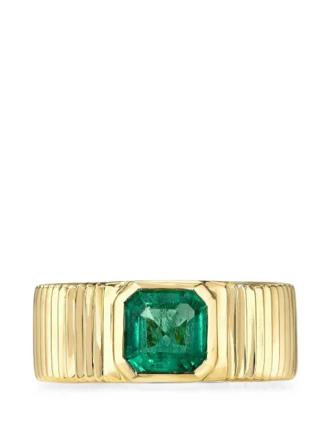 Retrouvaí pleated-effect emerald solitaire ring